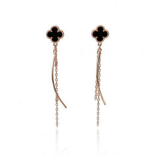 Clover Dangle Earrings (Rose Gold Finish)