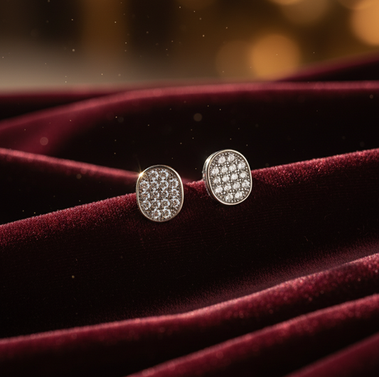 Starlight Silver Oval Studs