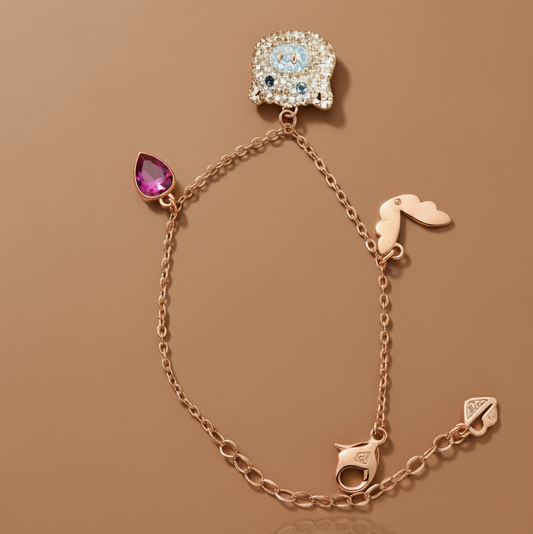The Rose Charm Bracelet with Pig Design