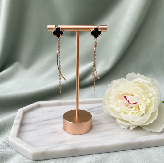 Clover Dangle Earrings (Rose Gold Finish)