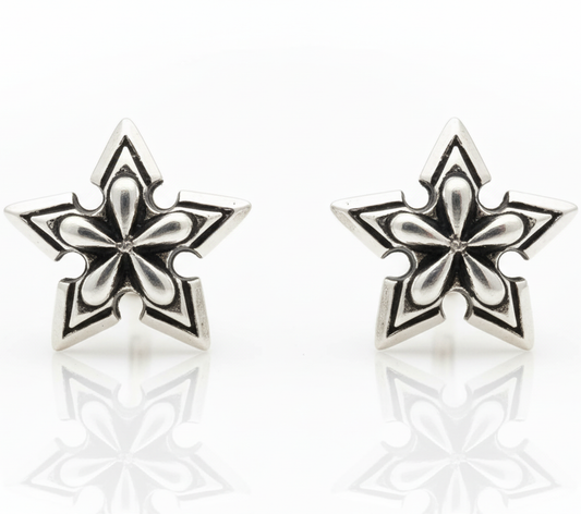 Star Shaped Oxidised Studs