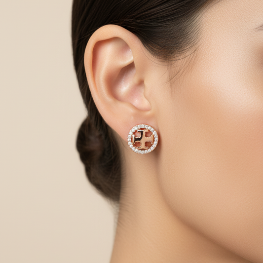 Plus Symbol Rose Gold Studs