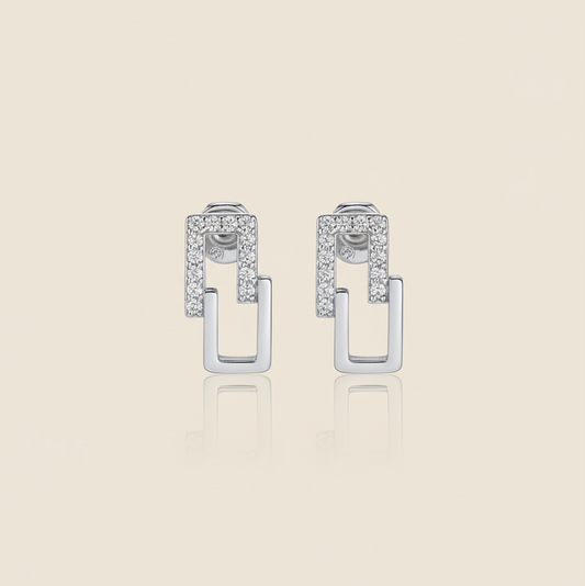 Silver Interlink Drops Earrings