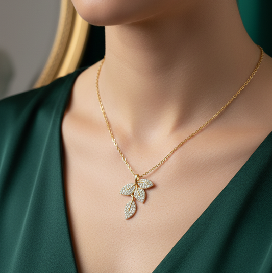 Golden Veridian Bloom Sterling Silver Neckalce