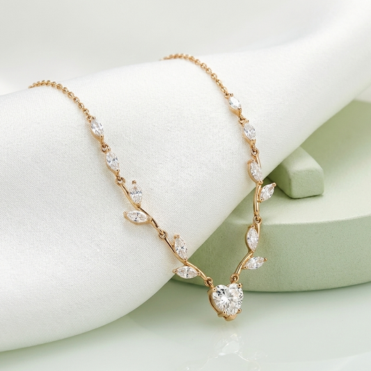 The Amour Leaf & Heart Necklace